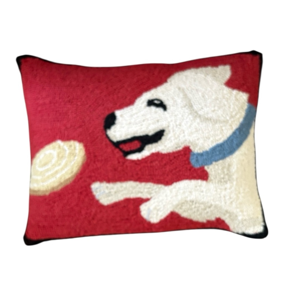 DOG ACCENT PILLOW➕Hand Hooked Wool
